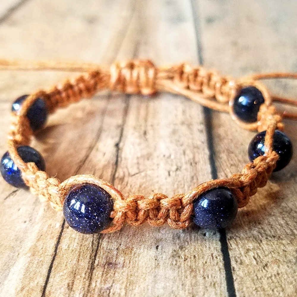Blue Goldstone Knotted Bracelet